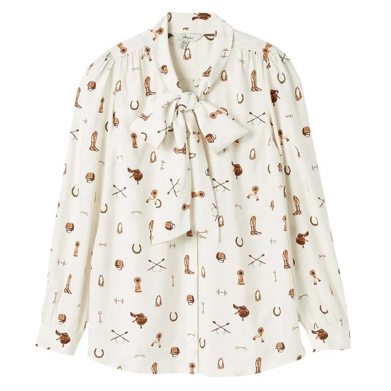 Joules Ladies Everly Tie Neck Blouse - Equestrian Print